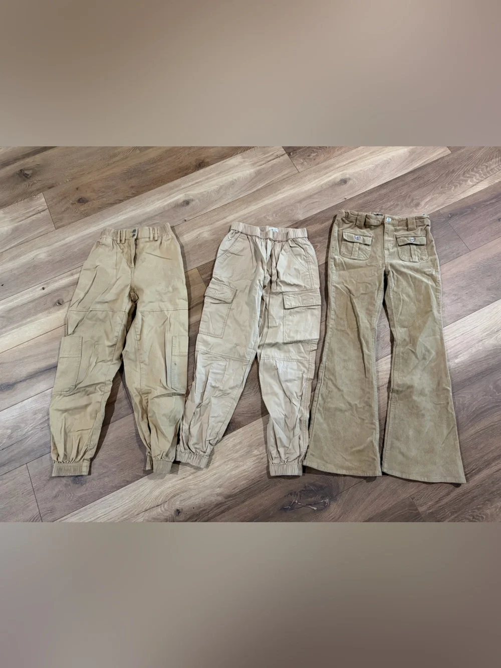 Kids Tan Cargo Jogger Pants - 3 pairs HM, Bershka, Forever 21